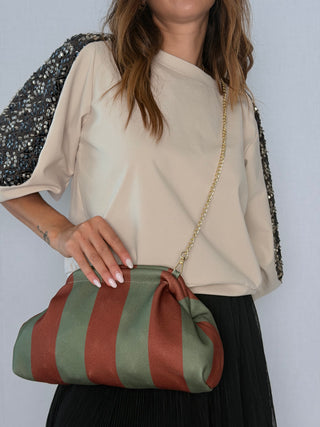 Pouch righe Mattone-Verde