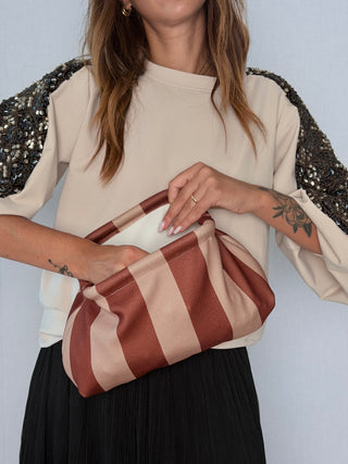 Pouch righe Mattone-Sabbia