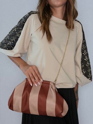 Pouch righe Mattone-Sabbia