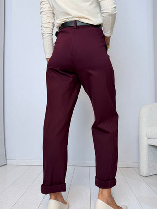 Pantalone ovetto punto Milano Bordeaux - Susy Mix