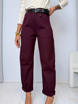 Pantalone ovetto punto Milano Bordeaux - Susy Mix