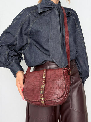Borsa pelle Luna Bordeaux
