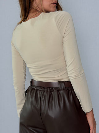 Body manica lunga beige
