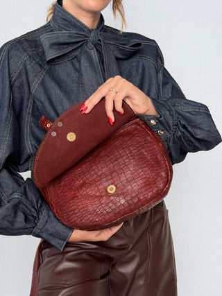 Borsa pelle Luna Bordeaux