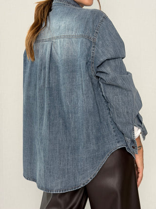 Camicia denim fiori